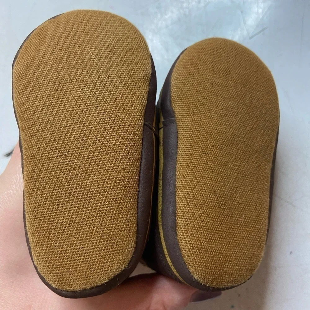 Stepping stones baby slip on Brown loafer shoes Boots EUC Soft Sole 3-6 Months